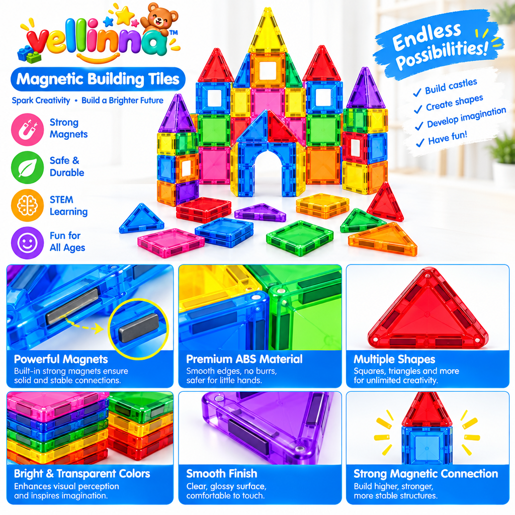 Colorful Magnetic Tile Building Set - image 4