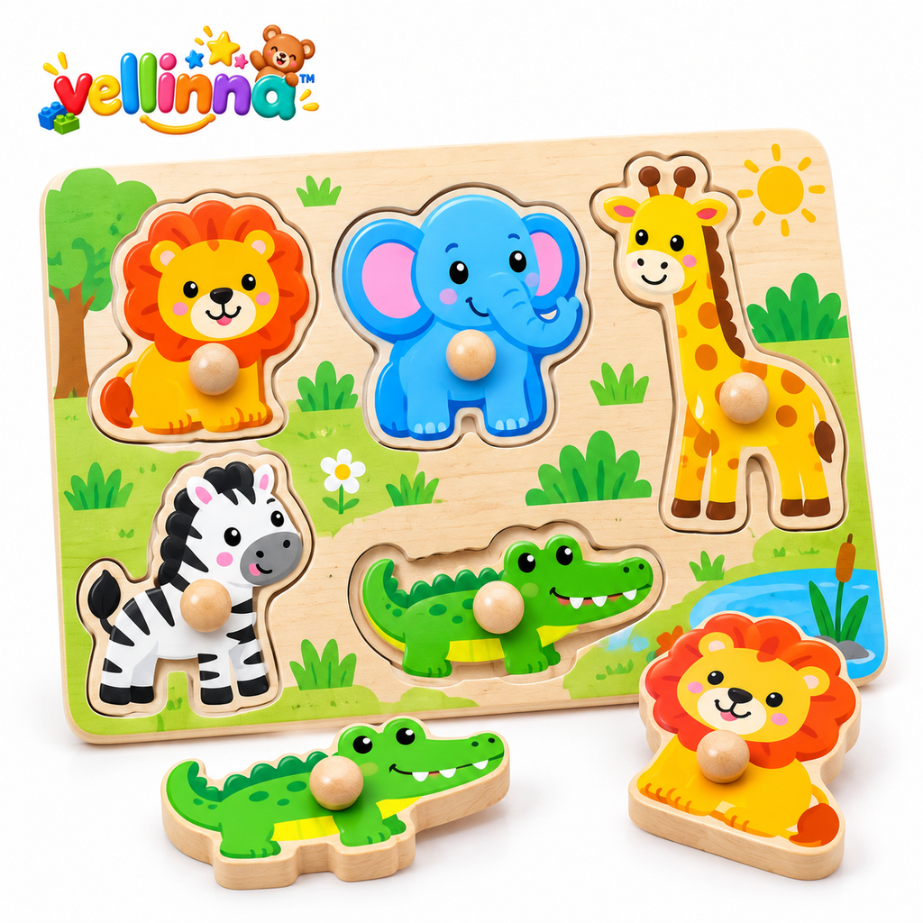 Safari Animal Wooden Knob Puzzle - image 1
