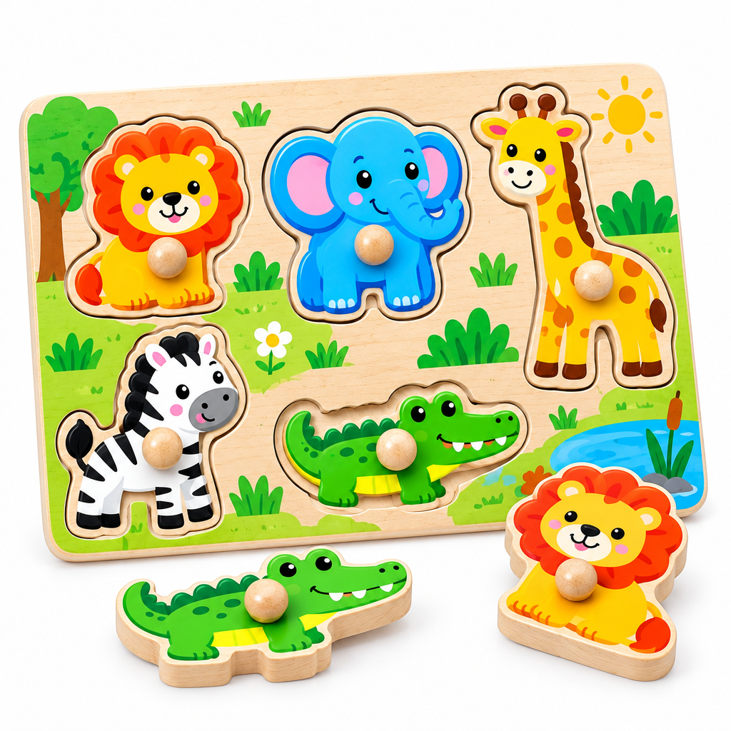 Safari Animal Wooden Knob Puzzle - image 2