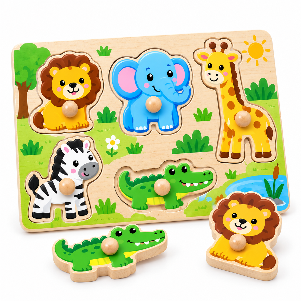 Safari Animal Wooden Knob Puzzle - image 4