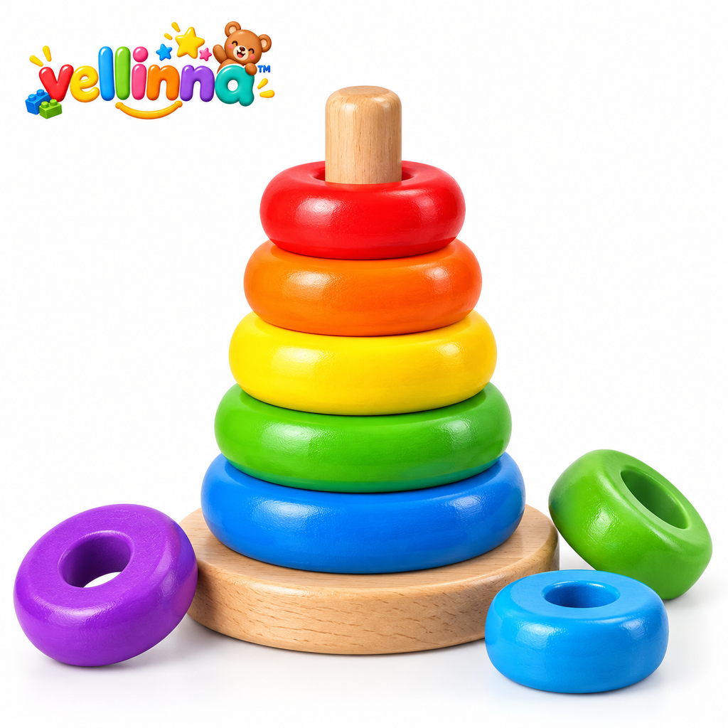 Rainbow Wooden Stacking Rings - image 1