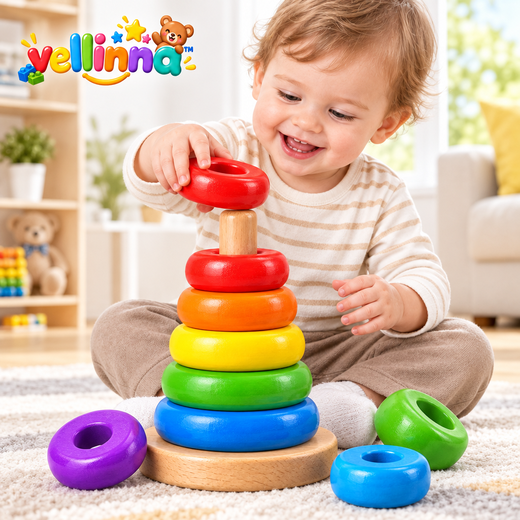 Rainbow Wooden Stacking Rings - image 3