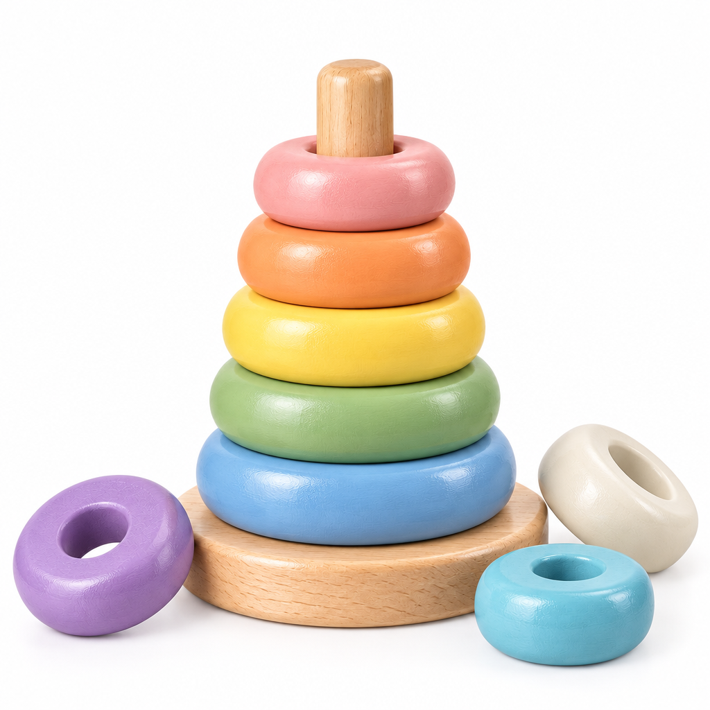 Rainbow Wooden Stacking Rings - image 4