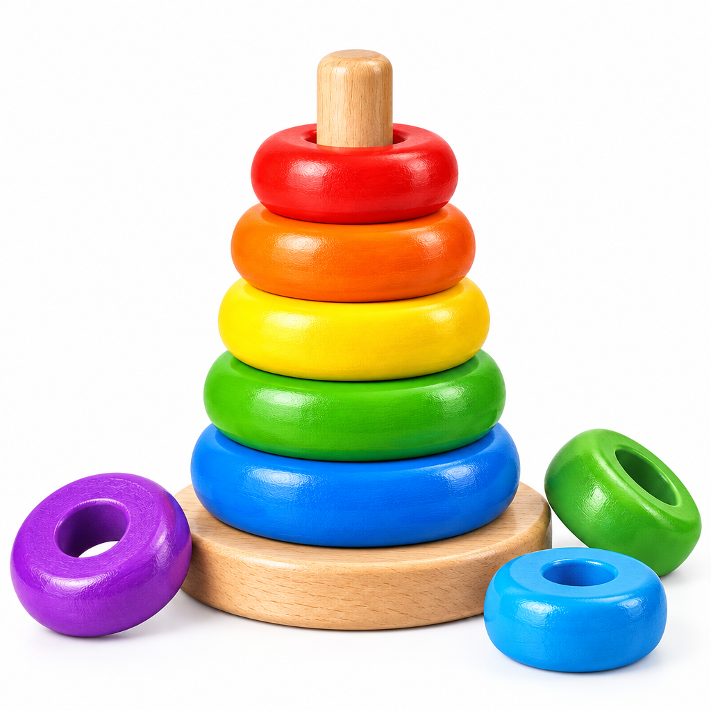 Rainbow Wooden Stacking Rings - image 5